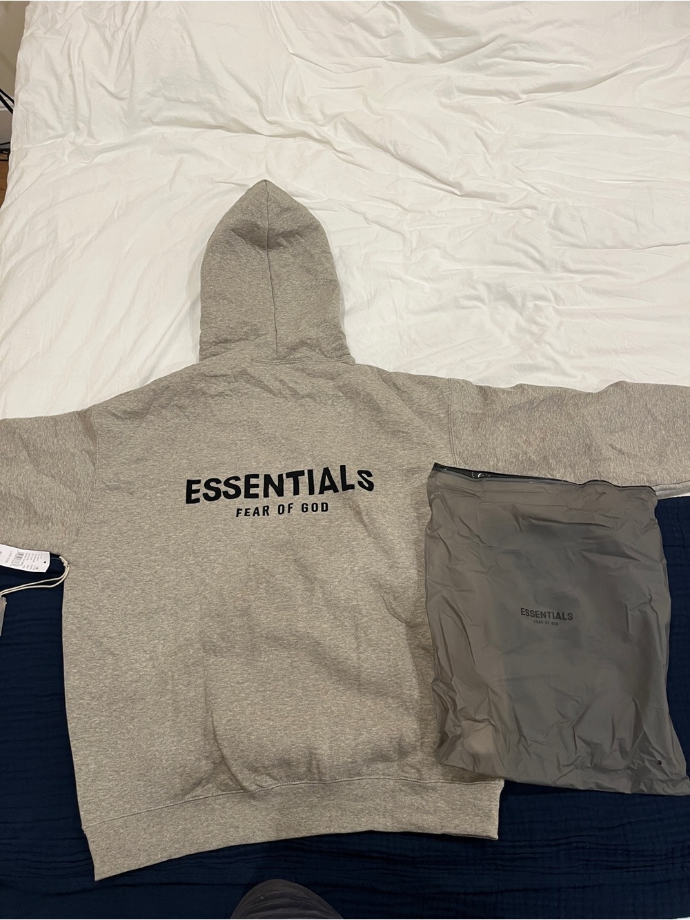 Fear of God Essentials Men's Zip-Up Hoodie in Heather Gray with Black Logo